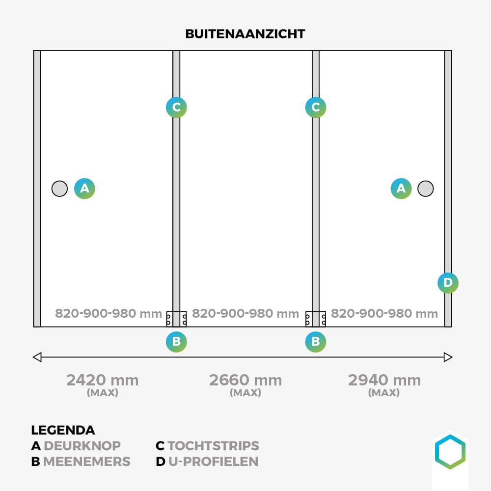 Glazen schuifwand (design) ALTIJD OP MAAT GEMAAKT
