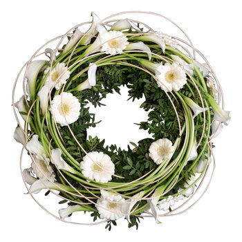Handwerk met liefde en aandacht Couronne d'urne Calla's