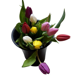 Handwerk met liefde en aandacht Mixed Tulip Bouquet with Playful blueberry