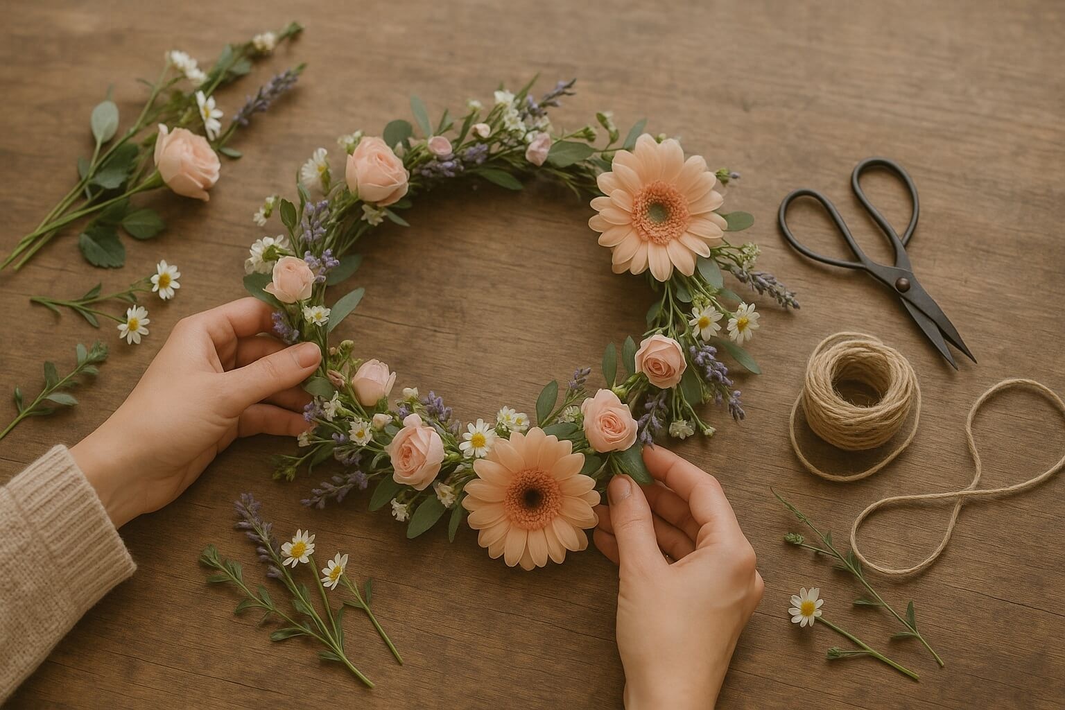 Faire une couronne de fleurs