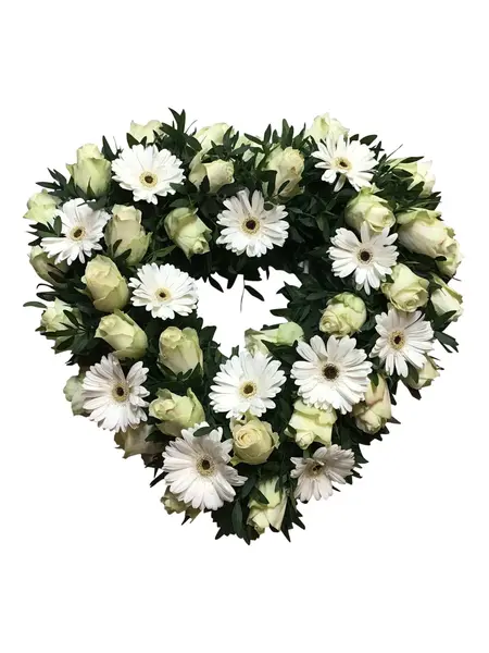 Open Heart Funeral Tribute White Roses & Germinis