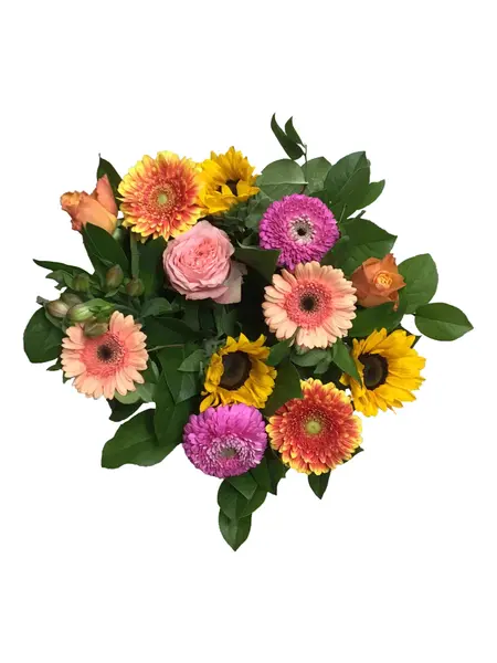 Boeket Geel, Zalm & Roze Bloemen