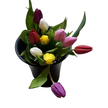 Firenze Bloemenatelier – Handgemaakte Boeketten, Bloemstukken & Planten Bouquet de Tulipes Mélangées avec myrtilles