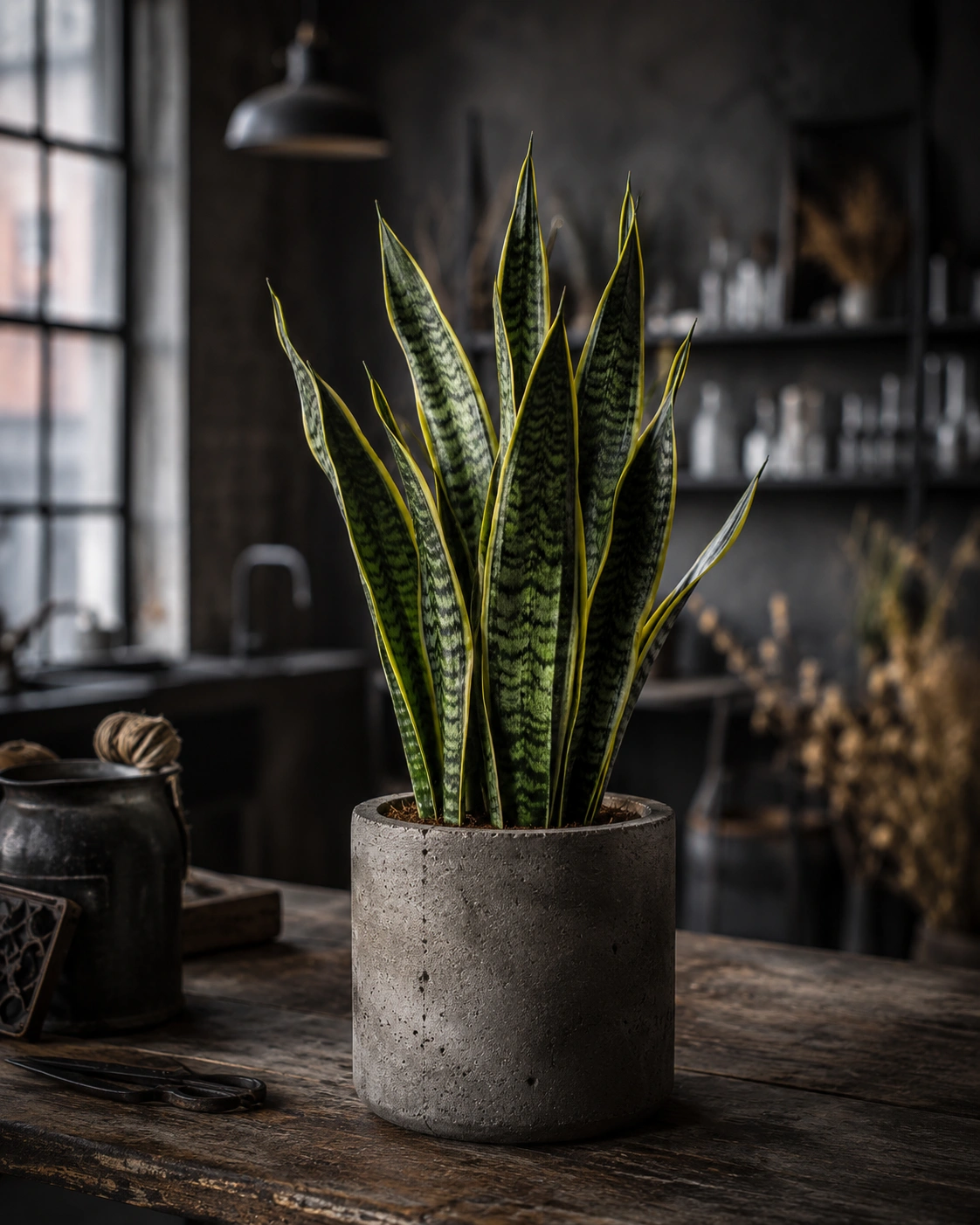 Plante d'intérieur verte et robuste dans un pot de caractère comme cadeau original pour homme par Firenze Bloemen.