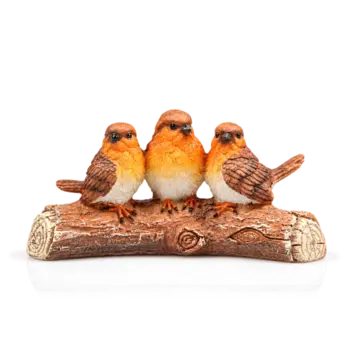 Vogel Roodborstje (3 op boomstronk)