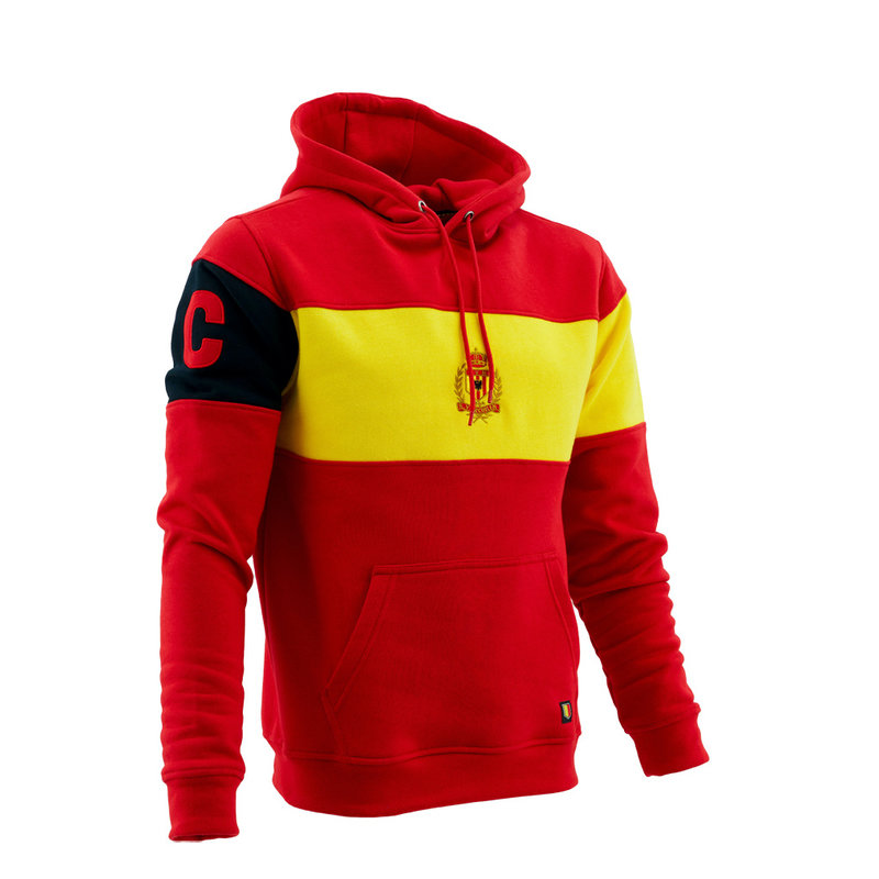 Topfanz Hoodie red and yellow with logo and captainsband