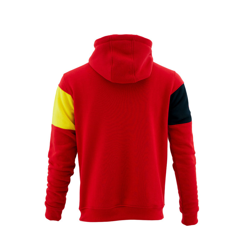 Topfanz Hoodie red and yellow with logo and captainsband