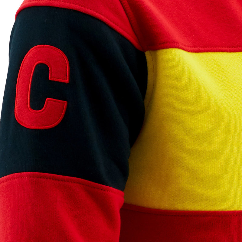 Topfanz Hoodie rouge et jaune avec logo et bande de capitaine