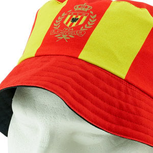 Reversible bucket hat red yellow striped