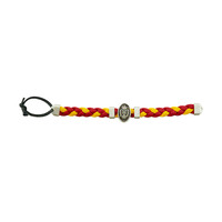 Topfanz Geel-rood gevlochten armbandje met KVM logo