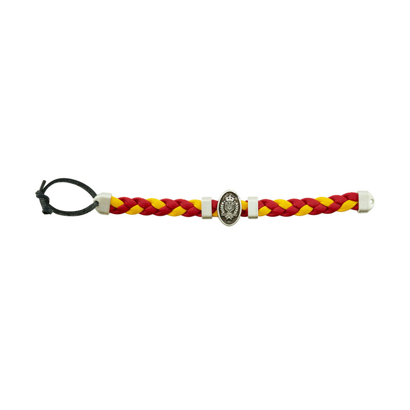 Topfanz Geel-rood gevlochten armbandje met KVM logo