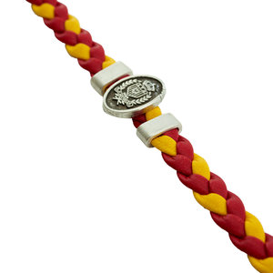 Bracelet tressé jaune-rouge avec logo KVM