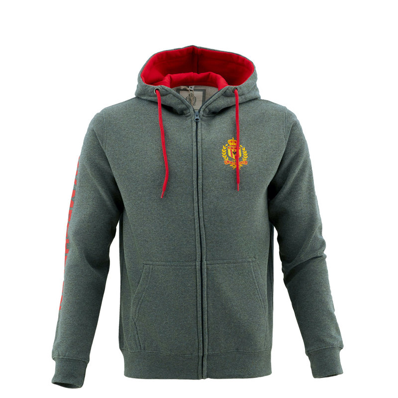Topfanz Zipped hoodie grey with red hood KV MECHELEN with logo