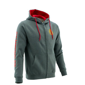 Zipped hoodie grey with red hood KV MECHELEN with logo