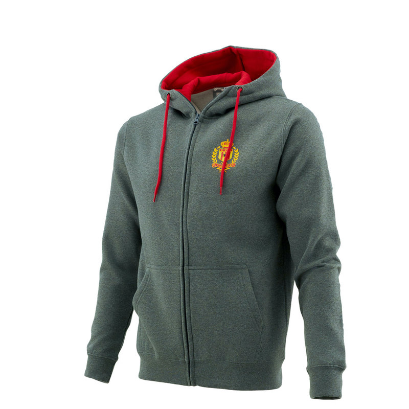 Topfanz Zipped hoodie grijs met rode kap KV MECHELEN en logo