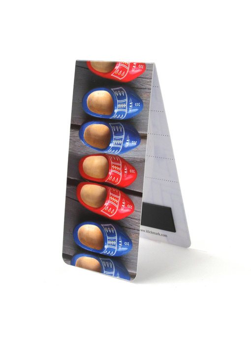 Magnetisches Lesezeichen, rote und blaue Holzschuhe
