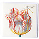 Double carte, Blanc avec tulipe rouge avec insecte, Marrel