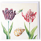Doble tarjeta, Dos tulipanes con concha e insecto (grillo), Marrel