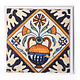 Double carte, tuile bleue de Delft, vase à fleurs