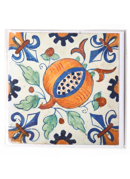 Card, Delft Blue Tile, Pommegranate