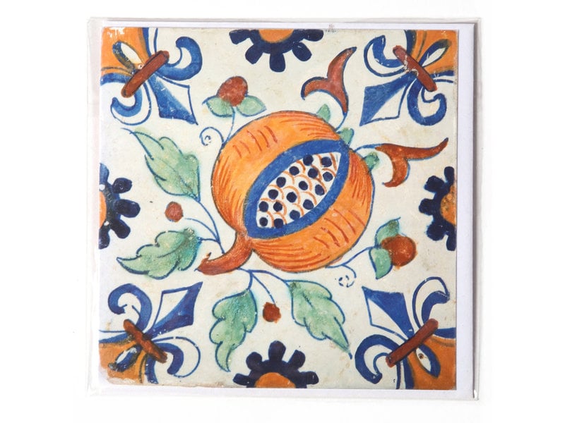 Card, Delft Blue Tile, Pommegranate