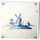 Double carte, tuile bleue de Delft, Moulin