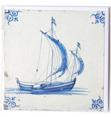 Doble tarjeta, Azulejo azul de Delft, Velero