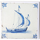 Double carte, tuile bleue de Delft, voilier