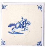 Doble tarjeta, azulejo azul de Delft, Jinete