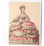 Tarjeta doble, Dama con un vestido rosa y blanco