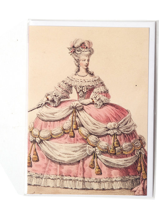 Card, Lady in pink-white dress