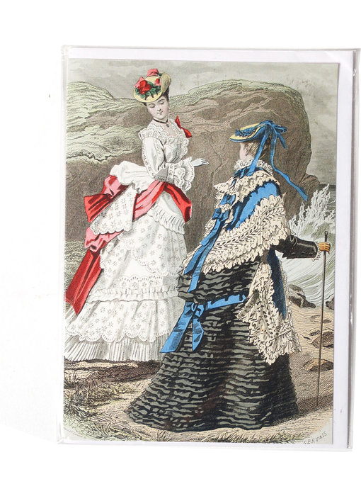 Card, Two ladies at rocky seaside