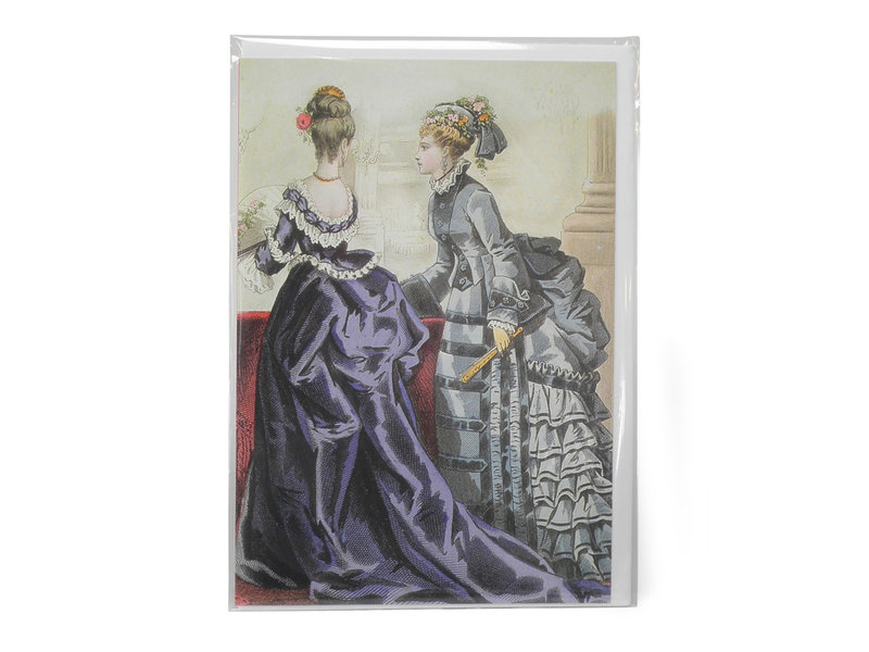 Card, Two ladies in purple and green