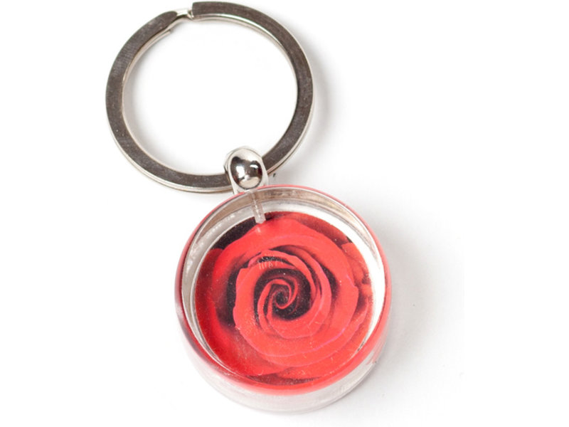 Schlüsselbund in Geschenkbox, rote Rose