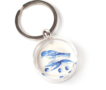 Porte-clés, carrelage bleu de Delft, deux oiseaux