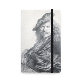 Carnet à couverture souple, Autoportrait, appuyé sur une pierre, Rembrandt