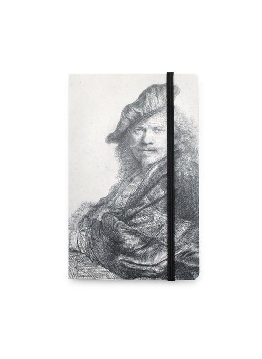 Softcover notitieboekje A6, Zelfportret, leunend op een steen, Rembrandt