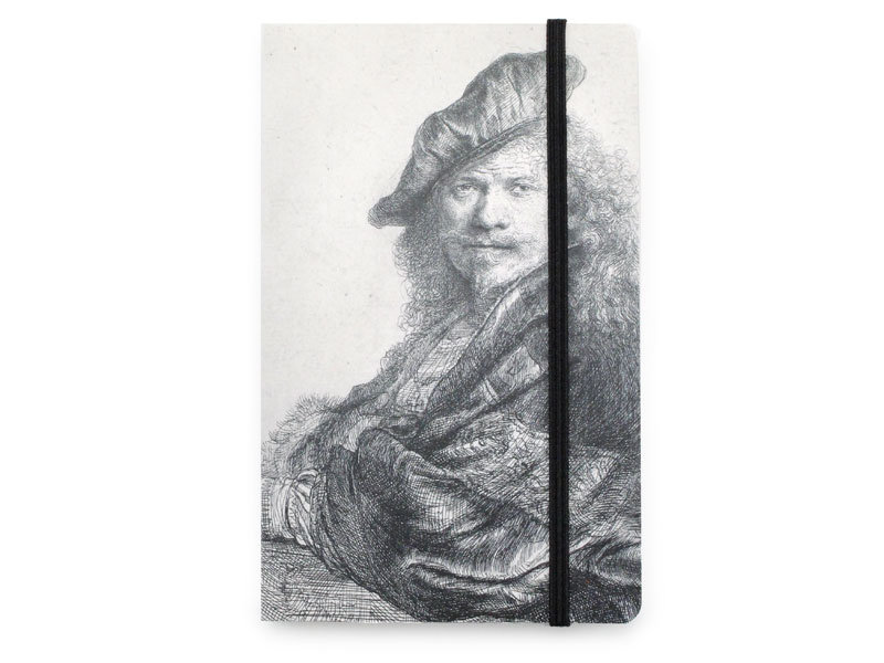 Carnet à couverture souple, Autoportrait, appuyé sur une pierre, Rembrandt