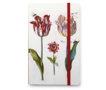 Cuaderno de tapa blanda A6, Cuatro tulipanes con insectos, Marrel