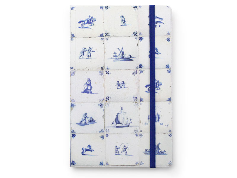Cuaderno de tapa blanda, azulejos azules de Delft