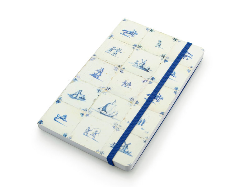 Cuaderno de tapa blanda, azulejos azules de Delft