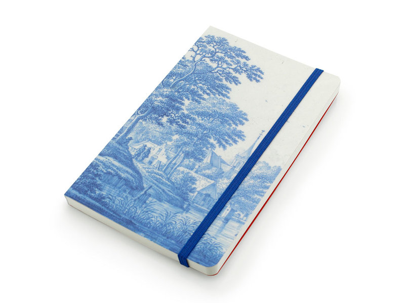 Cuaderno de tapa blanda, paisaje holandés del río en azul de Delft