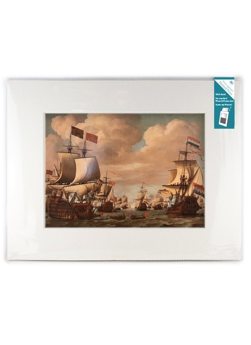 Matted prints  with reproduction, XL, Ships at sea, Van de Velde
