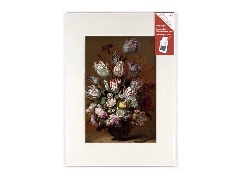 Matted prints  with reproduction, L, Still life with flowers, Bollongier