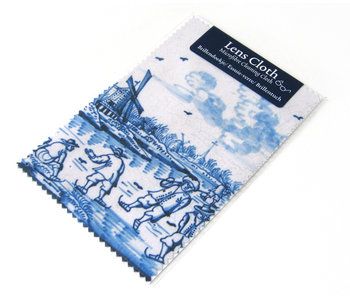 Toile à lunettes, Bleu de Delft, Moulin à vent avec patineurs