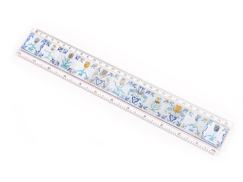 Ruler, Delft blue tulip tiles