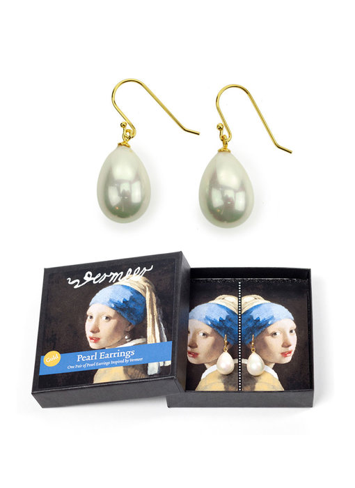 Boucles d'oreilles perles plaqué or, Jeune fille à la perle, Vermeer