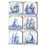 Posavasos, azulejos azules de Delft Barcos