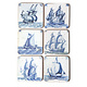 Posavasos, azulejos azules de Delft Barcos