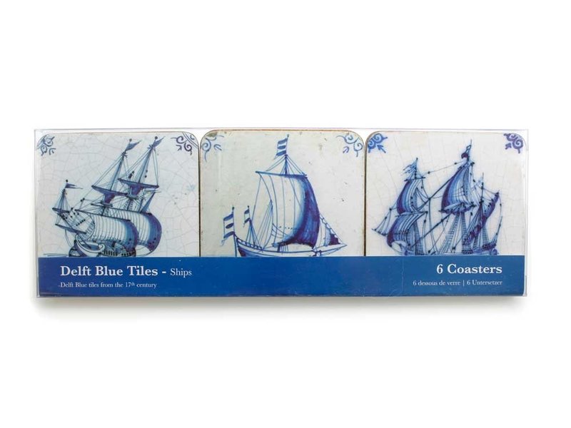 Coasters W, Delft Blue Tiles - Ships